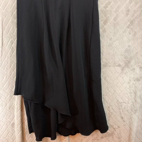 SL Fashions Juniors L Mini Dress Black Knee Length Short Ruffle Sleeve V Neck - Picture 14 of 15